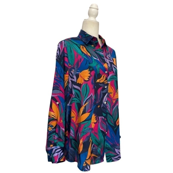 Harper + Blair London Long Sleeve Blouse NWT in Bold Tropical Print - Picture 12 of 13